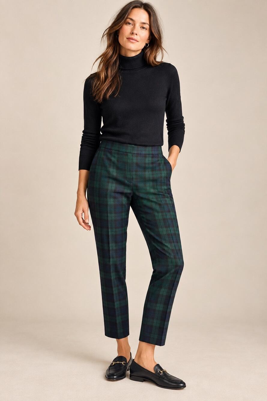 J.Crew Martie Pant Black Watch Plaid Wool Blend Size 4